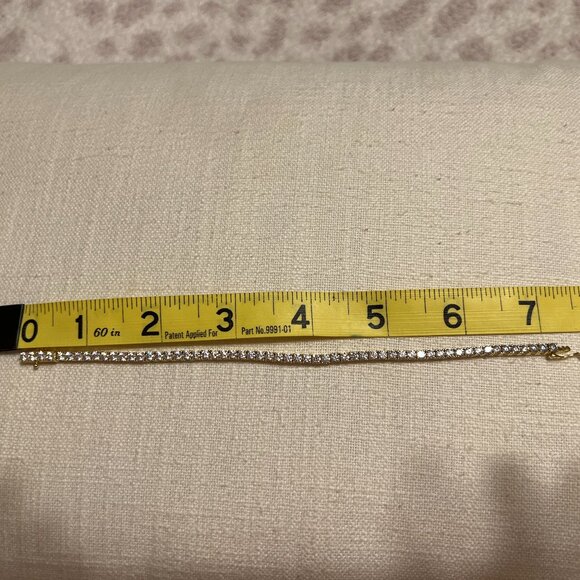 14k Yellow Gold plated Vermeil tennis bracelet with Cubic Zirconia - Picture 9 of 10